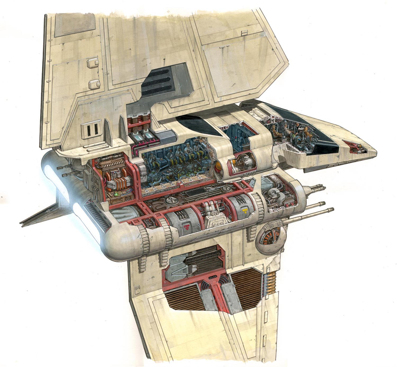 Illustration for article titled The amazing Star Wars vehicles and location cutaways by Hans Jenssen